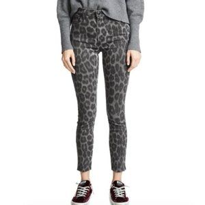 New Joe's Jeans Leopard Print High Rise Raw Hem Skinny Ankle Jeans Grey Size 24